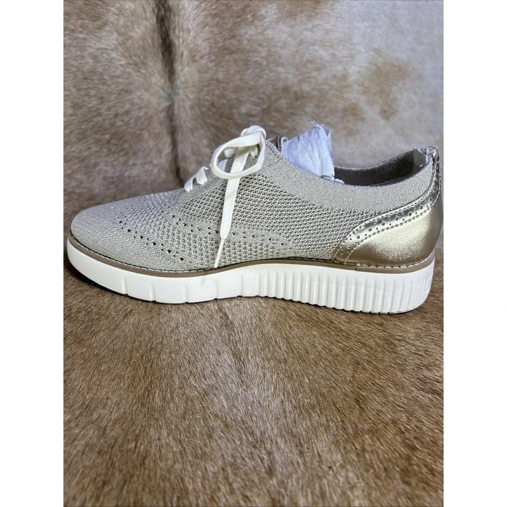 Cole Haan Grand City Women's Oxford Platform Stitchlite-RYE /GOLD Metallic 8.5 B